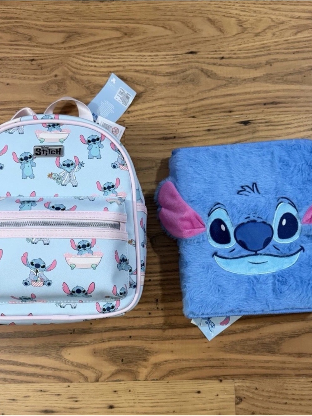 NWT Disney Stitch Pastel Blue Mini Backpack & Plush Stationary SetBundle Claires